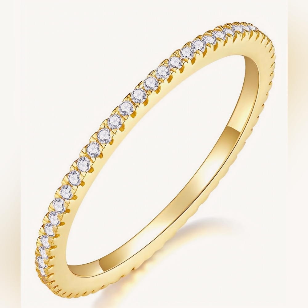 14k Gold Plated Cubic Zirconia Eternity Band Size 5.5 - Picture 2 of 8